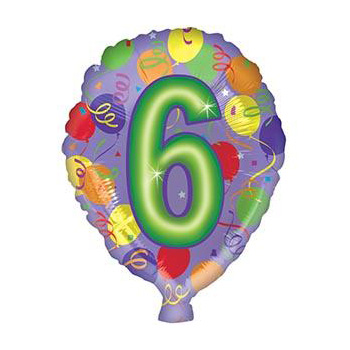 Number 6 Helium Balloon for same day Auckland delivery flowers delivery - Flowers Auckland