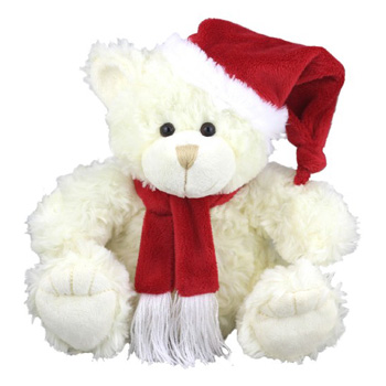 Soft and lovely Xmas Bear to send this Christmas flowers delivery - Flowers Auckland