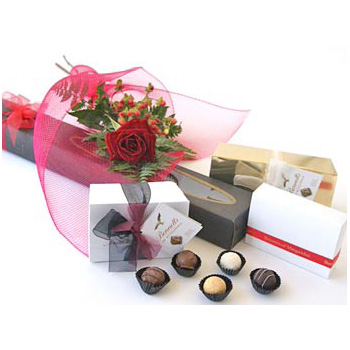 Single Rose and Chocolates delivered by Flowers Auckland at East Tamaki flowers delivery - Flowers Auckland