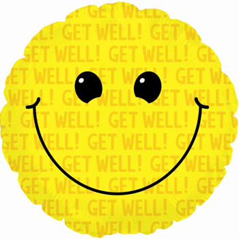 Get Well Smiley Helium Balloon for Auckland delivery flowers delivery - Flowers Auckland