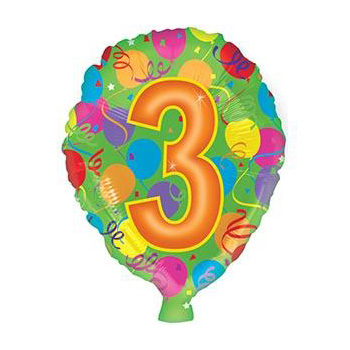 Helium Balloon Number 3 for Auckland delivery Helium Balloon Number 3 for Auckland delivery flowers delivery - Flowers Auckland