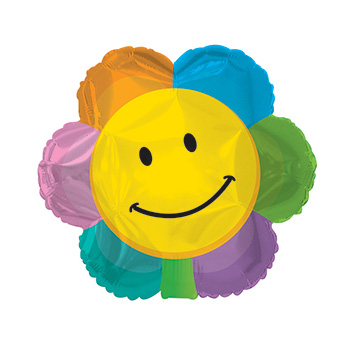 Smiley Face and Flower combined in this fun Helium Balloon flowers delivery - Flowers Auckland
