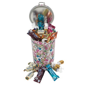 Sweet Treats in a keepsake floral caddy Sweet Treats in a keepsake floral caddy flowers delivery - Flowers Auckland