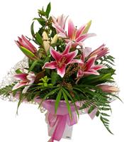 Fragrant Pink Lily Bouquet flowers delivery - Flowers Auckland