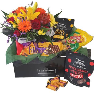 Bright Flowers and Chocolates Hamper flowers delivery - Flowers Auckland